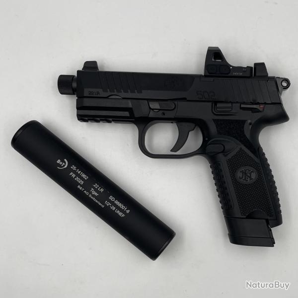 FN HERSTAL 502 TACTICAL BLACK " PACK VECTOR OPTICS FRENZY + SILENCIEUX B&T " cal 22 lr.
