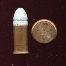 .38 Rim Fire USA - &eacute;tui cuivre 19.2 mm - balle plomb 1 gorge mollet&eacute;e - marquage : H