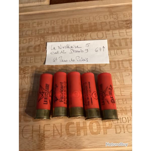 Lot 5 cartouches La Nucl�aire cal 12 plombs 9. collector