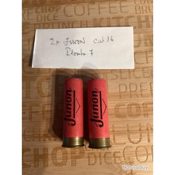 Lot 2 cartouches JUNON  cal 16  plombs 7. collector