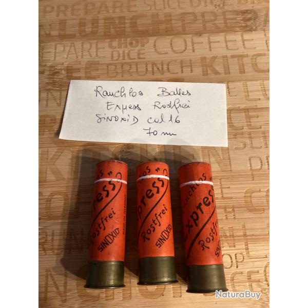 Lot 3 cartouches EXPRESS Rostfrei  cal 16  balles collector