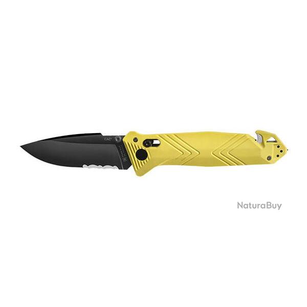 Couteau pliant TB Outdoor CAC Mixte - 4 fonctions - Jaune Fluorescent