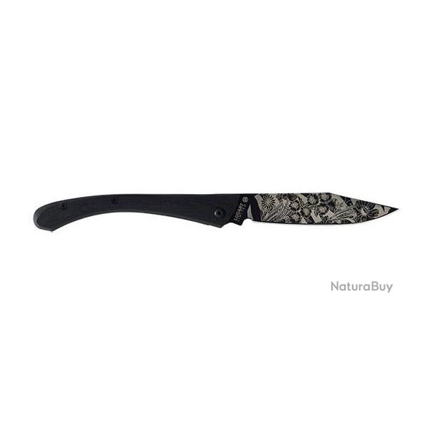 Couteau pliant Lug C63 Fleurs Nature Noir