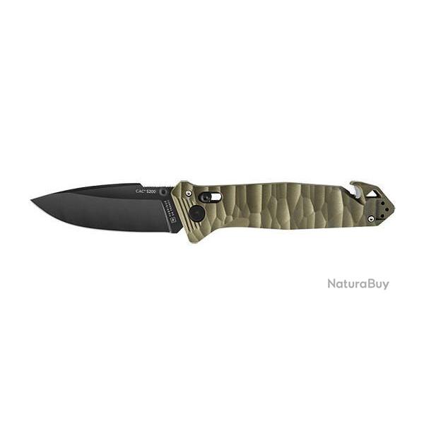 Couteau pliant TB Outdoor CAC CS200 Lisse Toxifi� - 3 fonctions - Kaki