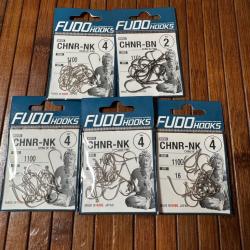 LOT P&Ecirc;CHE 5 PAQUETS HAME&Ccedil;ON FUDO HOOKS JAPAN taille 4 et 2