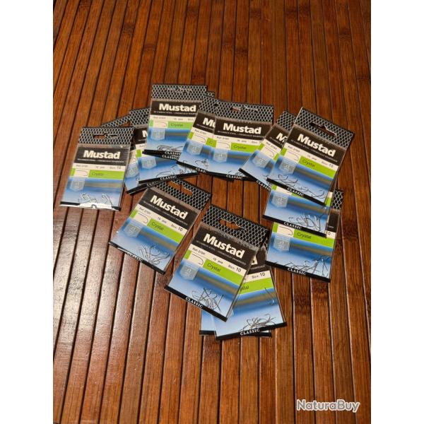 LOT P�CHE 15 paquets d'hame�ons Mustad Crystal classique N 10