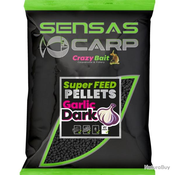 SENSAS SUPER FEED PELLETS DARK GARLIC 650GR SENSAS 2mm
