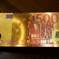 SERIE PLAQUE OR DE 7 MONNAIES DE (( REPRODUCTION EURO )) POUR COLLECTION -5 -10- 20-50-100 -200- 500