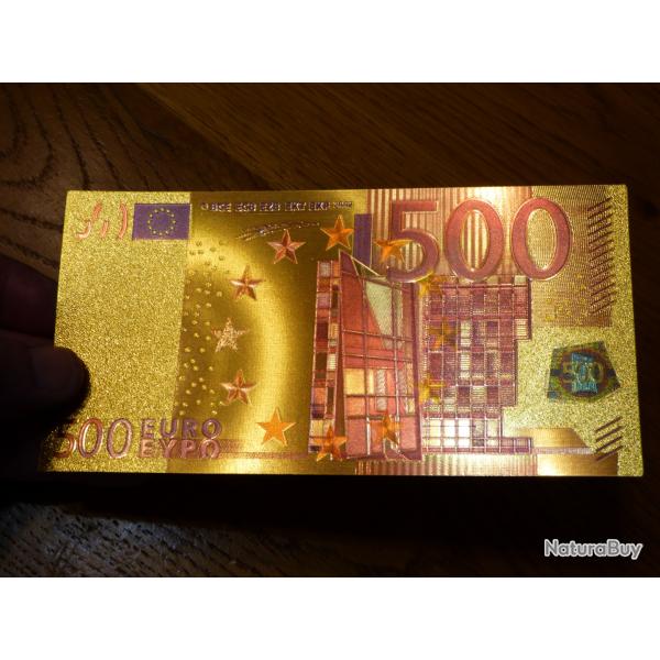 SERIE PLAQUE OR DE 7 MONNAIES DE (( REPRODUCTION EURO )) POUR COLLECTION -5 -10- 20-50-100 -200- 500