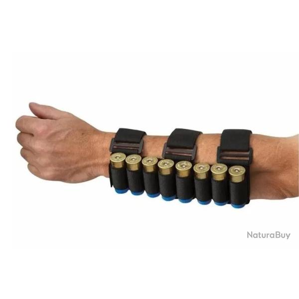 Cartouchiere avant bras - 8 munitions calibre 12 - Noir - Livraison gratuite