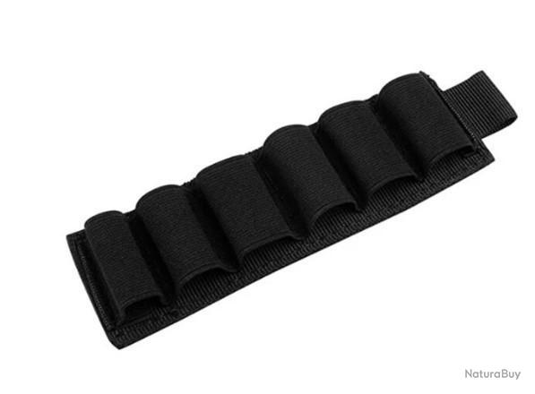 Cartouchière Noire Avec Velcro - Capacité 6 Cartouches Calibre .12 - Neuf Sous Emballage D'origine