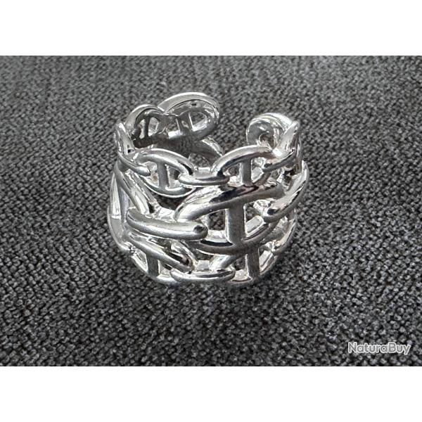 Herm�s - Bague Cha�ne d'ancre Encha�n�e - grand mod�le - HERMES - taille 53