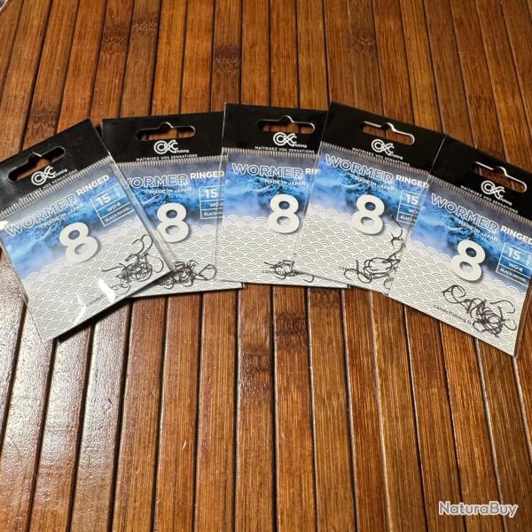 Lot p�che 5 paquets d'Hame�on Simple C&C Fishing Wormer Ringed 8