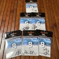 Lot p&ecirc;che 6 paquets d'Hame&ccedil;on Simple C&C Fishing Wormer Ringed 6/8/9