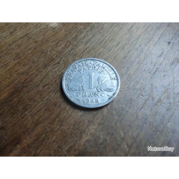 monnaie 1 franc 1942 alu