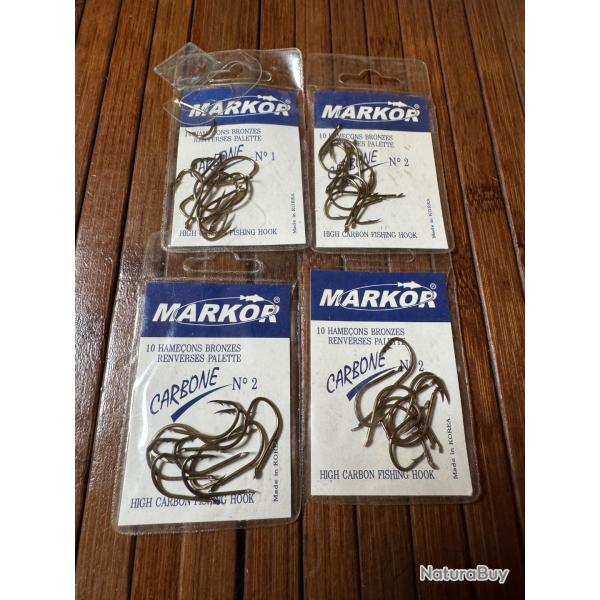 LOT P�CHE 4 paquets hame�ons Markor bronze carbone renverses palette