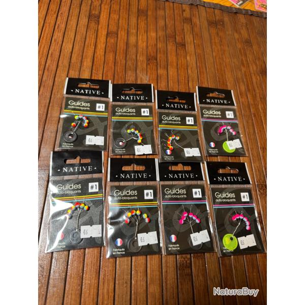 LOT P�CHE 8 pochettes Guide fil autobloquant NATIVE destockage