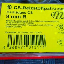 2 Bo&icirc;tes de 10 munitions Gaz CS WADIE calibre 9mm R