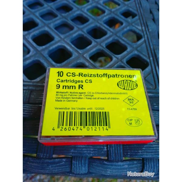 1 Bo�te de 10 munitions Gaz CS WADIE calibre 9mm R