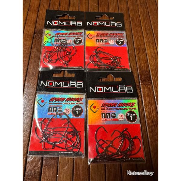 LOT P�CHE 4 pochettes hame�on NOMURA SPINN HOOKS 1 et 2