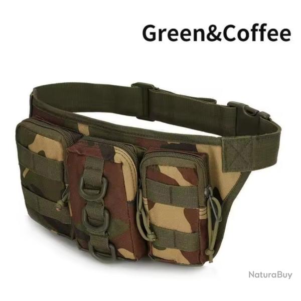 Equipement airsoft/militaire - Sac de ceinture imperm�able en tissu Oxford - Green&Coffee (3)