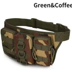 Equipement airsoft/militaire - Sac de ceinture imperm&eacute;able en tissu Oxford - Green&Coffee (4)