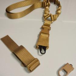 Set sangle tactique 3 pi&egrave;ces Tan/beige armes r&eacute;elles ou r&eacute;pliques, flexible, r&eacute;glable, boucle m&eacute;tal