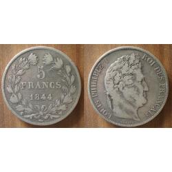 France 5 Francs 1844 W Lille Roi Louis Philippe 1 Argent Ecu Piece Frcs Frs Frc Franc