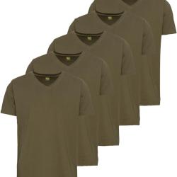 Pack de 5 t-shirts basiques (Couleur: Col V vert, Taille: XXL)