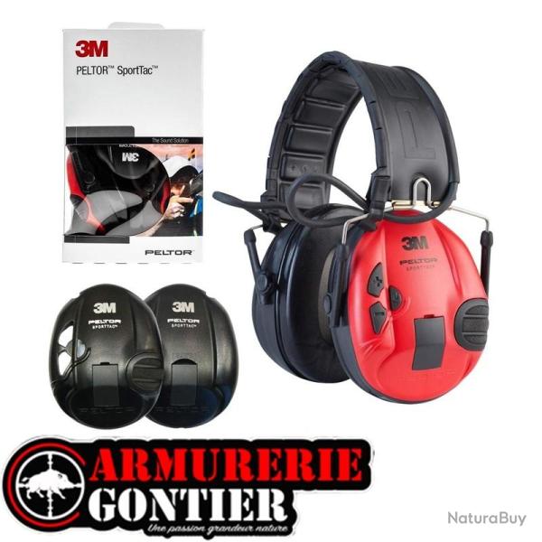 Casque PELTOR(TM) SPORTTAC(TM) - COQUES NOIRE/ROUGE