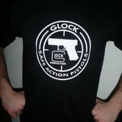 DESTOCKAGE TEE SHIRT noir GLOCK Original ( tailles L &agrave; XXL airsoft paintball tir tar stand pistolet