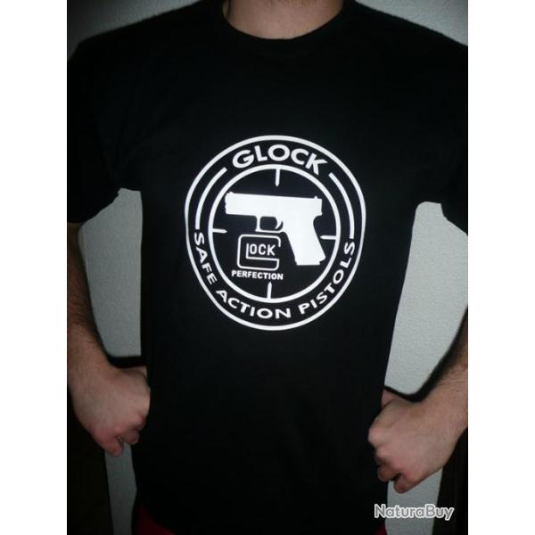 DESTOCKAGE TEE SHIRT noir GLOCK Original ( tailles L � XXL airsoft paintball tir tar stand pistolet