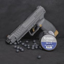 Promo jusqu'au 28/02/26 PISTOLET CANIK RIVAL SFX COMPETITION CO2 C50 SILVER/GOLD + 50 BBs