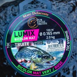 FIL DELACOSTE LUMIX BICOLOR MAT VERT-ROSE 100M 0.181mm - 2.4kg