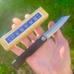 Petit couteau pliant traditionnel japonais HIGONOKAMI tanto noir