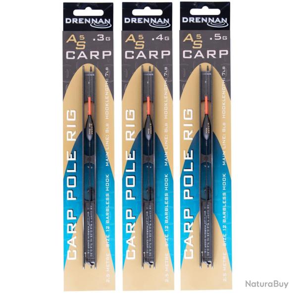 DRENNAN LIGNE MONT�E AS5 CARP POLE RIG DRENNAN 0,40gr 0,22mm 12 2,5m