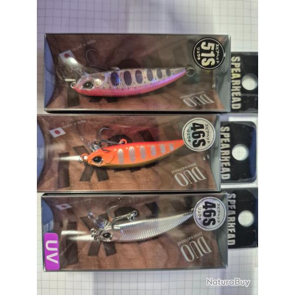 LOT 3 LEURRES TRUITE DUO RYUKI SPEARHEAD 51S 46S COLORIS FLASHY