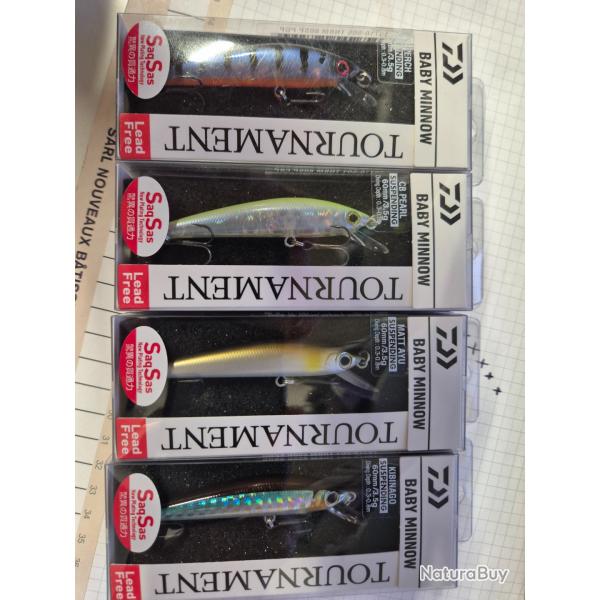 LOT DE 4 LEURRES - DAIWA BABY MINNOW TOURNEMENT 60MM 3.5GR