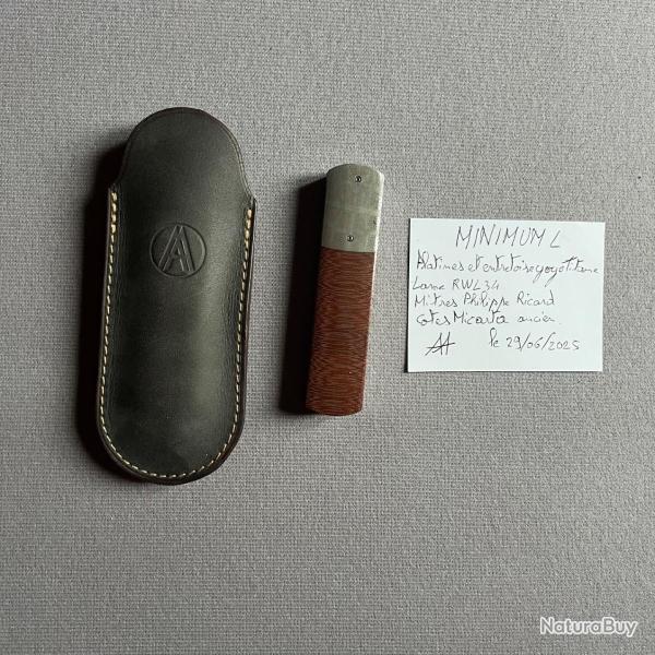 Couteau artisanal � MINIMUM L � d'Alain Andr�- lame RWL34 - pi�ce rare