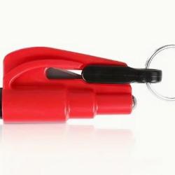 Porte-Cl&eacute;s rouge 2 en 1 : Coupe Ceinture de S&eacute;curit&eacute; & Brise Vitres en cas d'urgences - Liv gratuite