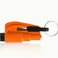 Porte-Cl&eacute;s Orange 2 en 1 : Coupe Ceinture de S&eacute;curit&eacute; & Brise Vitres en cas d'urgence - Liv gratuite