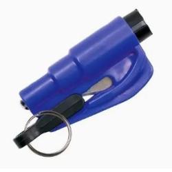 Porte-Cl&eacute;s Bleu 2 en 1 : Coupe Ceinture de S&eacute;curit&eacute; & Brise Vitres en cas d'urgence - Liv gratuite