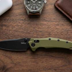 Couteau Kershaw Bareknuckle Lame Acier CPM MagnaCut Manche OD Green Alu DuraLock USA KS6777