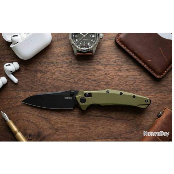 Couteau Kershaw Bareknuckle Lame Acier CPM MagnaCut Manche OD Green Alu DuraLock USA KS6777