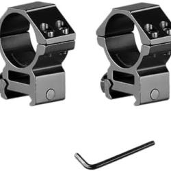 Paire d'Anneaux de Montage 30 mm Profil Bas | Rail Picatinny 20 mm | Aluminium 6061 | Envoi France