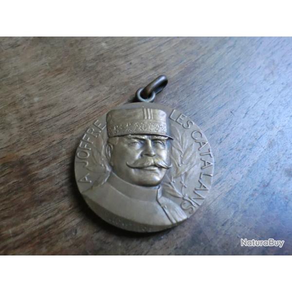 m�daille bronze hommage des catalans au g�n�ral joffre 1916
