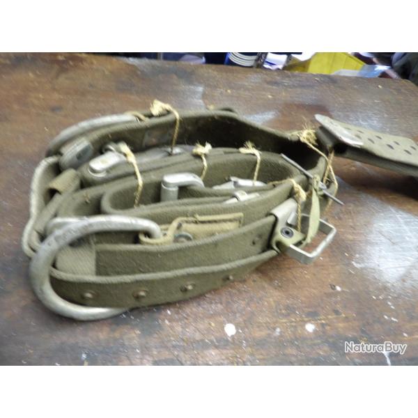 ceinturon pour monter aux arbres crochets signal corps US army GI ww2 t�l�graphiste  seconde guerre