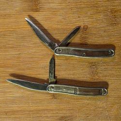 Lot de 2 petits couteaux pliants en acier USA double lames