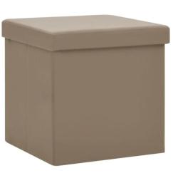 Tabouret rangement pliable PVC cappuccino 38x38x38 cm avec coffre