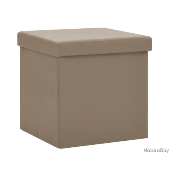 Tabouret rangement pliable PVC cappuccino 38x38x38 cm avec coffre